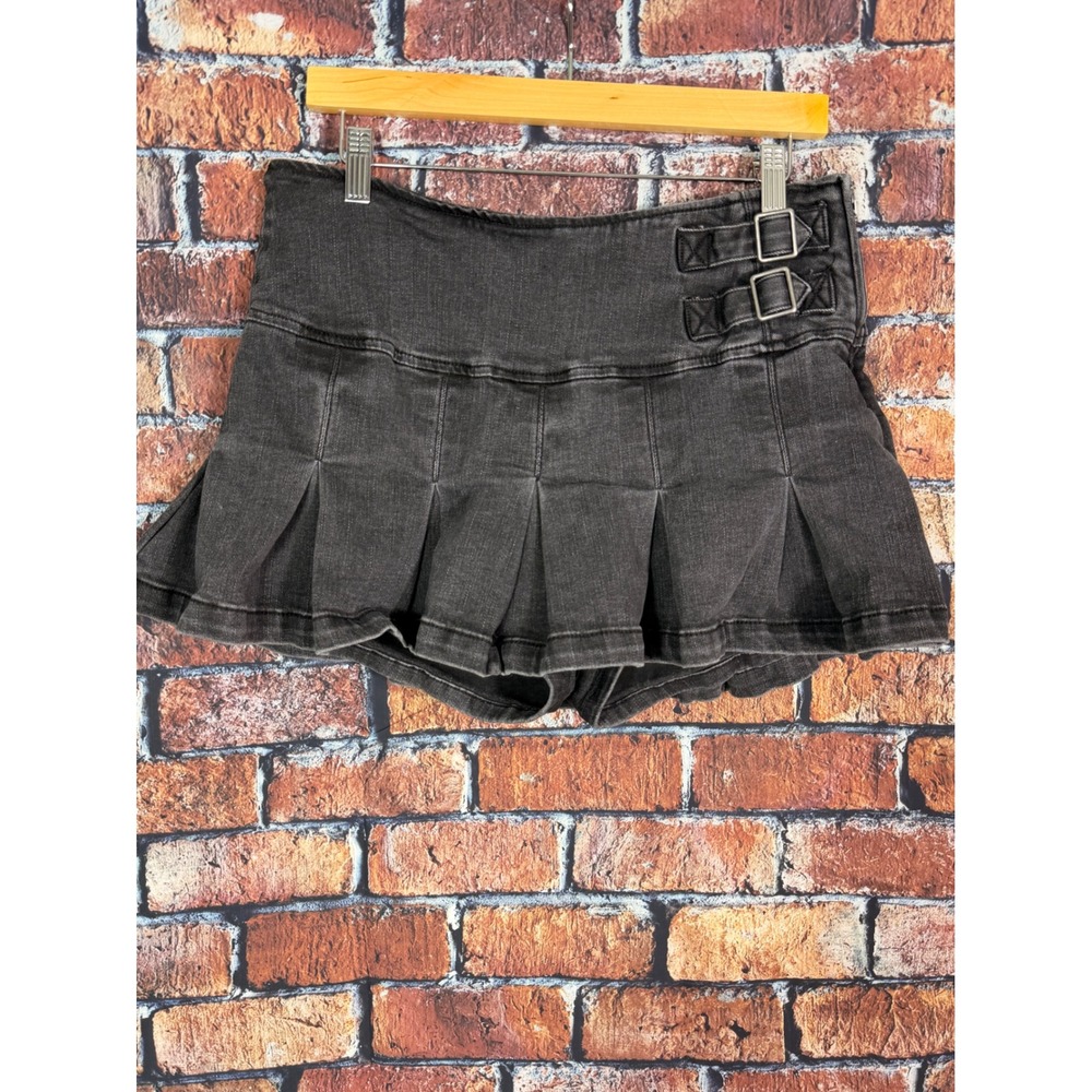 Womens High Rise Denim Shorts Charcoal Black Frayed Hem Size 10